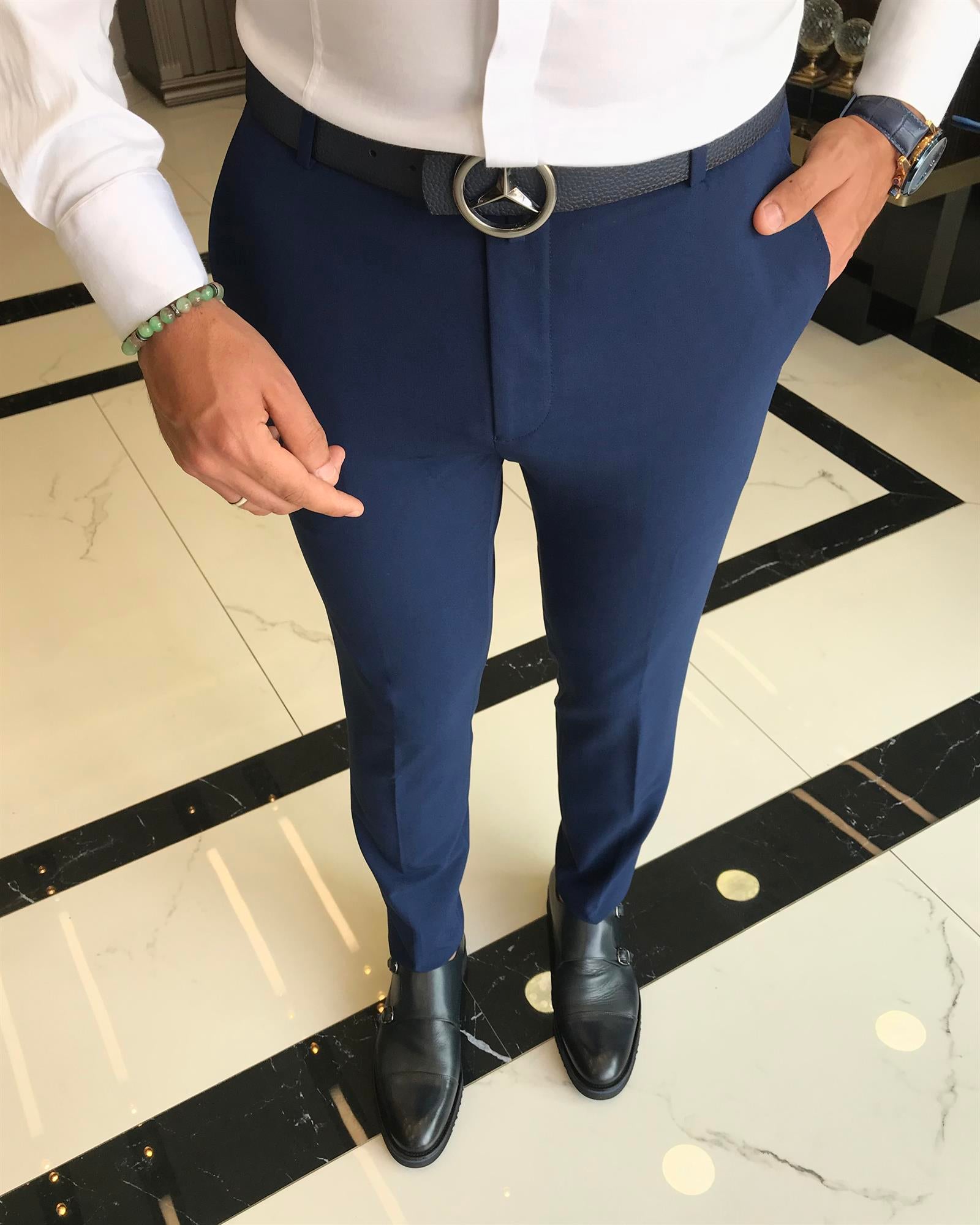 Buy Louis Philippe Navy Trousers Online - 479813 | Louis Philippe